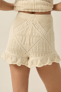 Yes Way Crochet Crochet-Knit Ruffle Shorts - ShopPromesa
