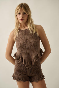 Yes Way Crochet Crochet-Knit Ruffle Shorts - ShopPromesa