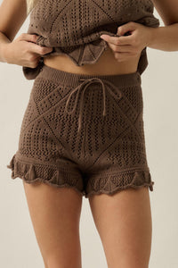 Yes Way Crochet Crochet-Knit Ruffle Shorts - ShopPromesa