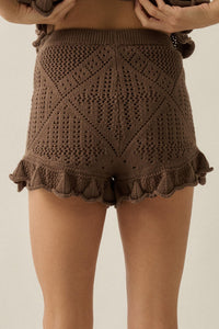 Yes Way Crochet Crochet-Knit Ruffle Shorts - ShopPromesa