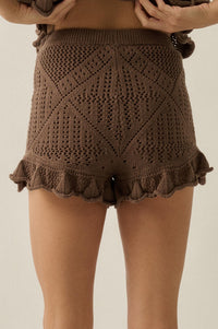 Yes Way Crochet Crochet-Knit Ruffle Shorts - ShopPromesa