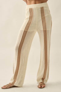 See You Soon Striped Crochet-Knit Sweater Pants - ShopPromesa