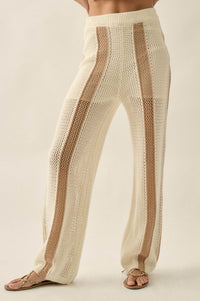 See You Soon Striped Crochet-Knit Sweater Pants - ShopPromesa