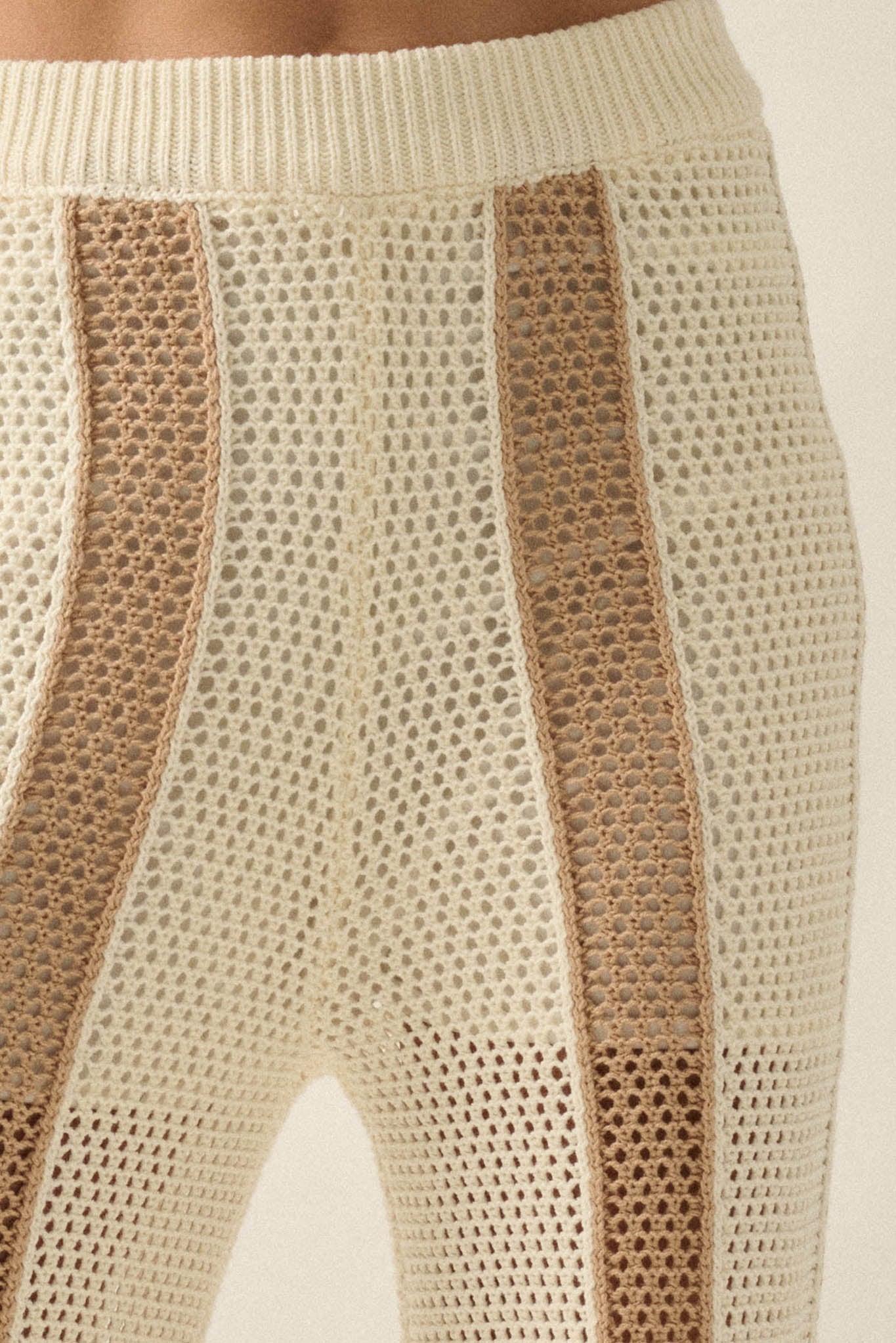 See You Soon Striped Crochet-Knit Sweater Pants - ShopPromesa