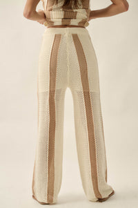 See You Soon Striped Crochet-Knit Sweater Pants - ShopPromesa