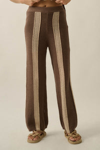 See You Soon Striped Crochet-Knit Sweater Pants - ShopPromesa