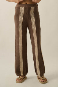 See You Soon Striped Crochet-Knit Sweater Pants - ShopPromesa