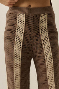 See You Soon Striped Crochet-Knit Sweater Pants - ShopPromesa