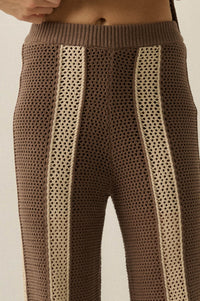 See You Soon Striped Crochet-Knit Sweater Pants - ShopPromesa