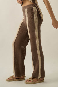 See You Soon Striped Crochet-Knit Sweater Pants - ShopPromesa