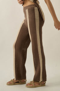 See You Soon Striped Crochet-Knit Sweater Pants - ShopPromesa