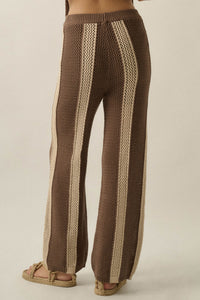 See You Soon Striped Crochet-Knit Sweater Pants - ShopPromesa