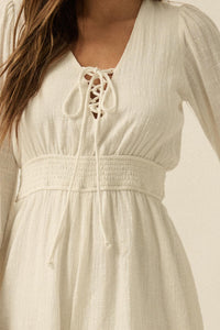 Feeling Free Cotton Lace-Up Bell-Sleeve Romper - ShopPromesa