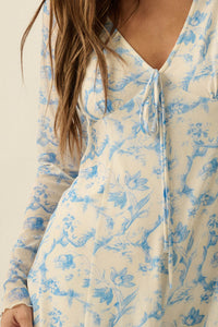 Fleur Douce Floral-Print Mesh Long-Sleeve Romper - ShopPromesa