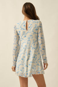 Fleur Douce Floral-Print Mesh Long-Sleeve Romper - ShopPromesa