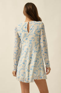 Fleur Douce Floral-Print Mesh Long-Sleeve Romper - ShopPromesa
