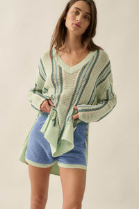 High Tide Stripe-Detail Knit Sweater Shorts - ShopPromesa