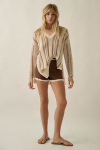 High Tide Stripe-Detail Knit Sweater Shorts - ShopPromesa