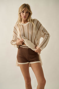 High Tide Stripe-Detail Knit Sweater Shorts - ShopPromesa