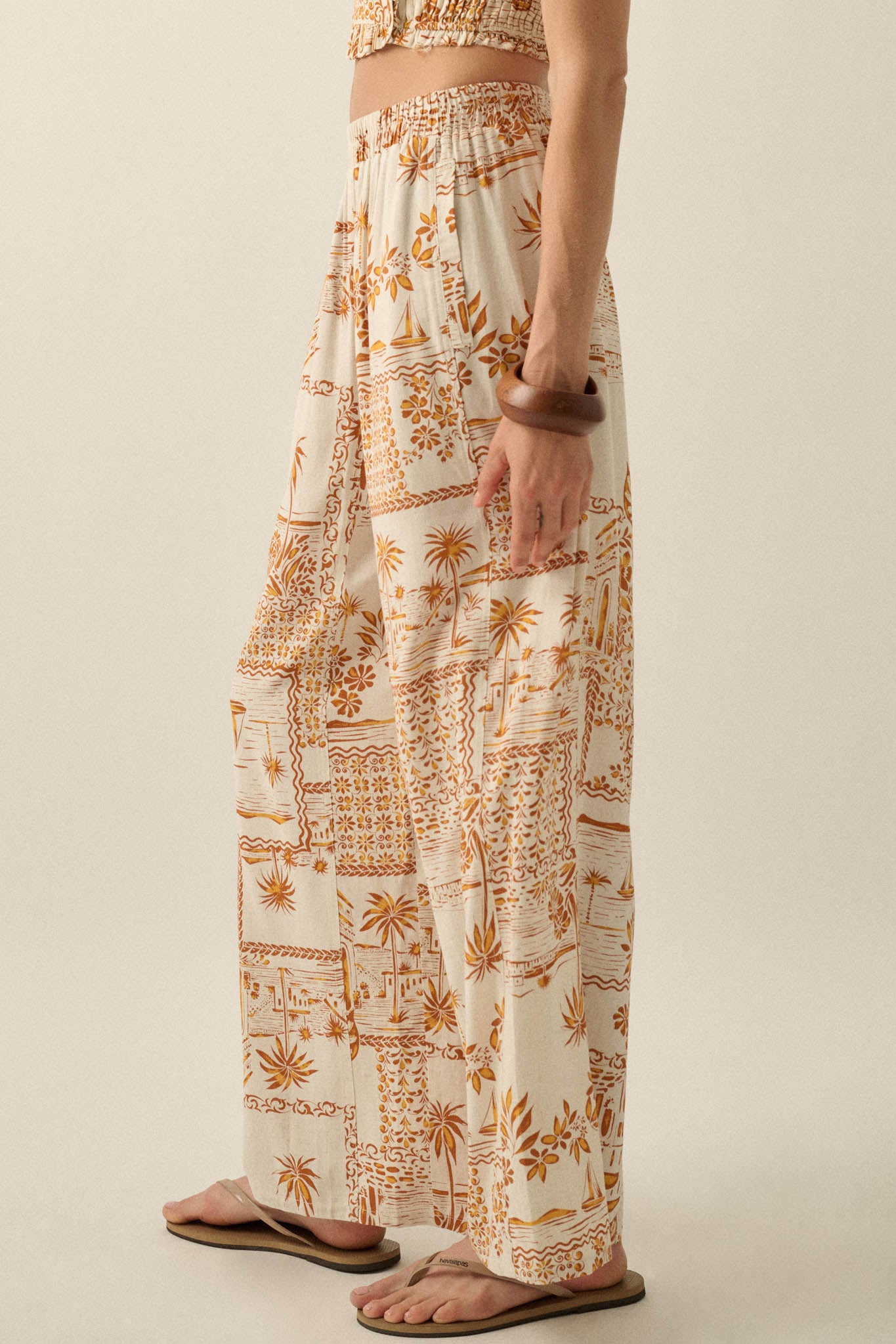 Fantasy Island Tropical-Print Wide-Leg Pants - ShopPromesa