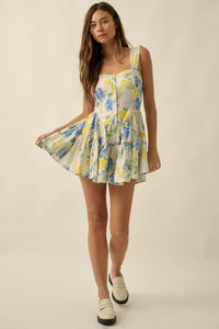 Beauty Within Floral Buttoned Tiered Ruffle Romper - ShopPromesa