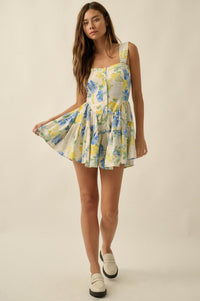 Beauty Within Floral Buttoned Tiered Ruffle Romper - ShopPromesa