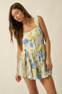 Beauty Within Floral Buttoned Tiered Ruffle Romper - ShopPromesa