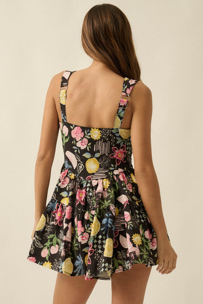 Party Pop Fruit & Floral-Print Tiered Ruffle Romper - ShopPromesa