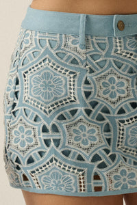 Breeze on By Cutout Embroidered Denim Skort - ShopPromesa