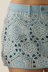 Breeze on By Cutout Embroidered Denim Skort - ShopPromesa