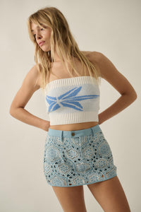 Breeze on By Cutout Embroidered Denim Skort - ShopPromesa