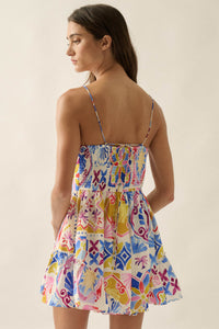 Barcelona Beauty Tile-Print Ruffle Tie-Front Romper - ShopPromesa