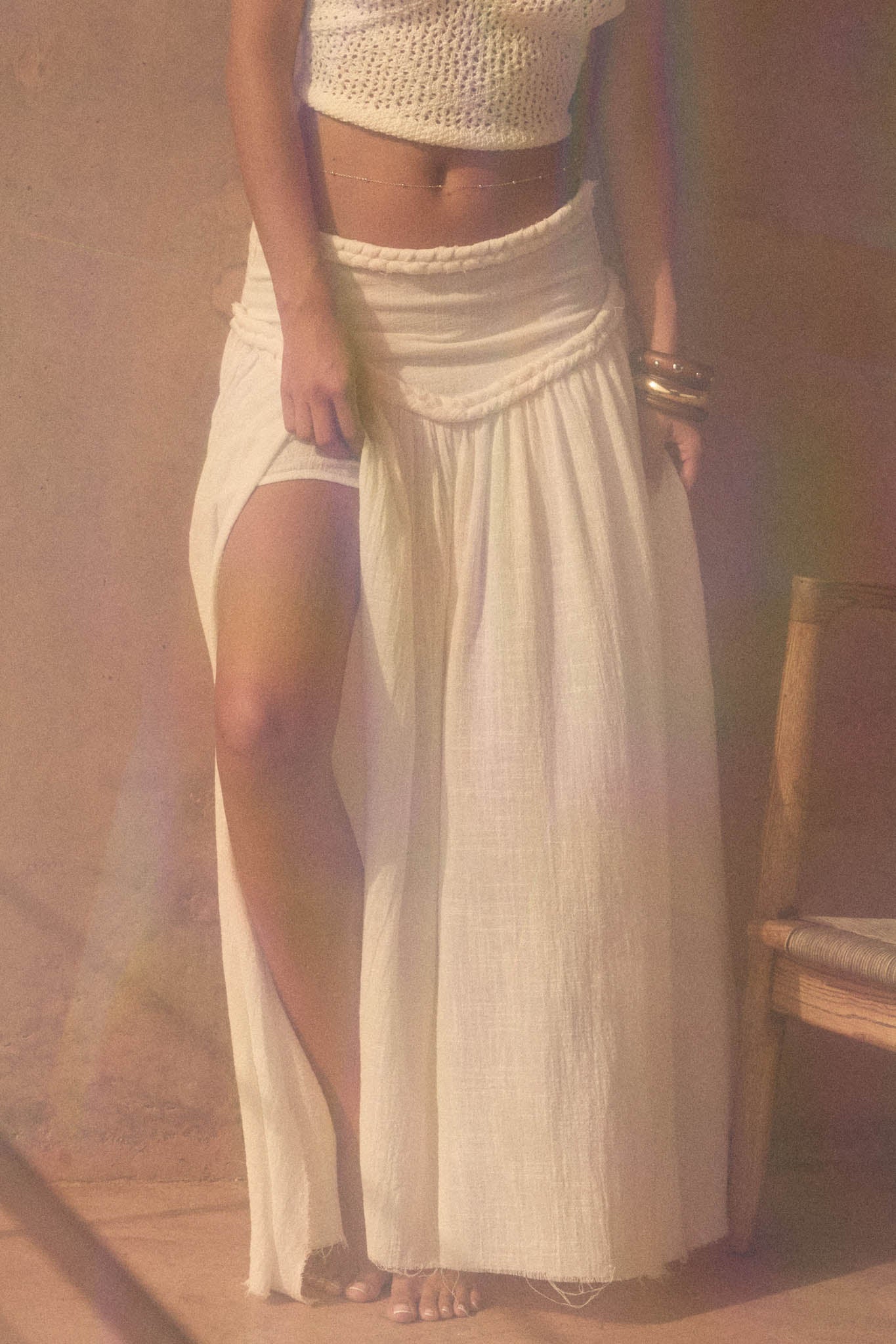 Breath of Air Cotton Gauze Drop-Waist Maxi Skort - ShopPromesa