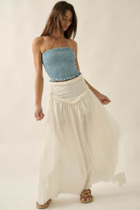 Breath of Air Cotton Gauze Drop-Waist Maxi Skort - ShopPromesa
