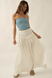 Breath of Air Cotton Gauze Drop-Waist Maxi Skort - ShopPromesa