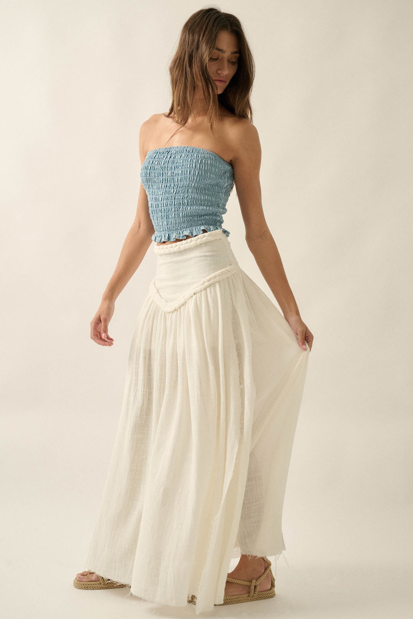 Breath of Air Cotton Gauze Drop-Waist Maxi Skort - ShopPromesa