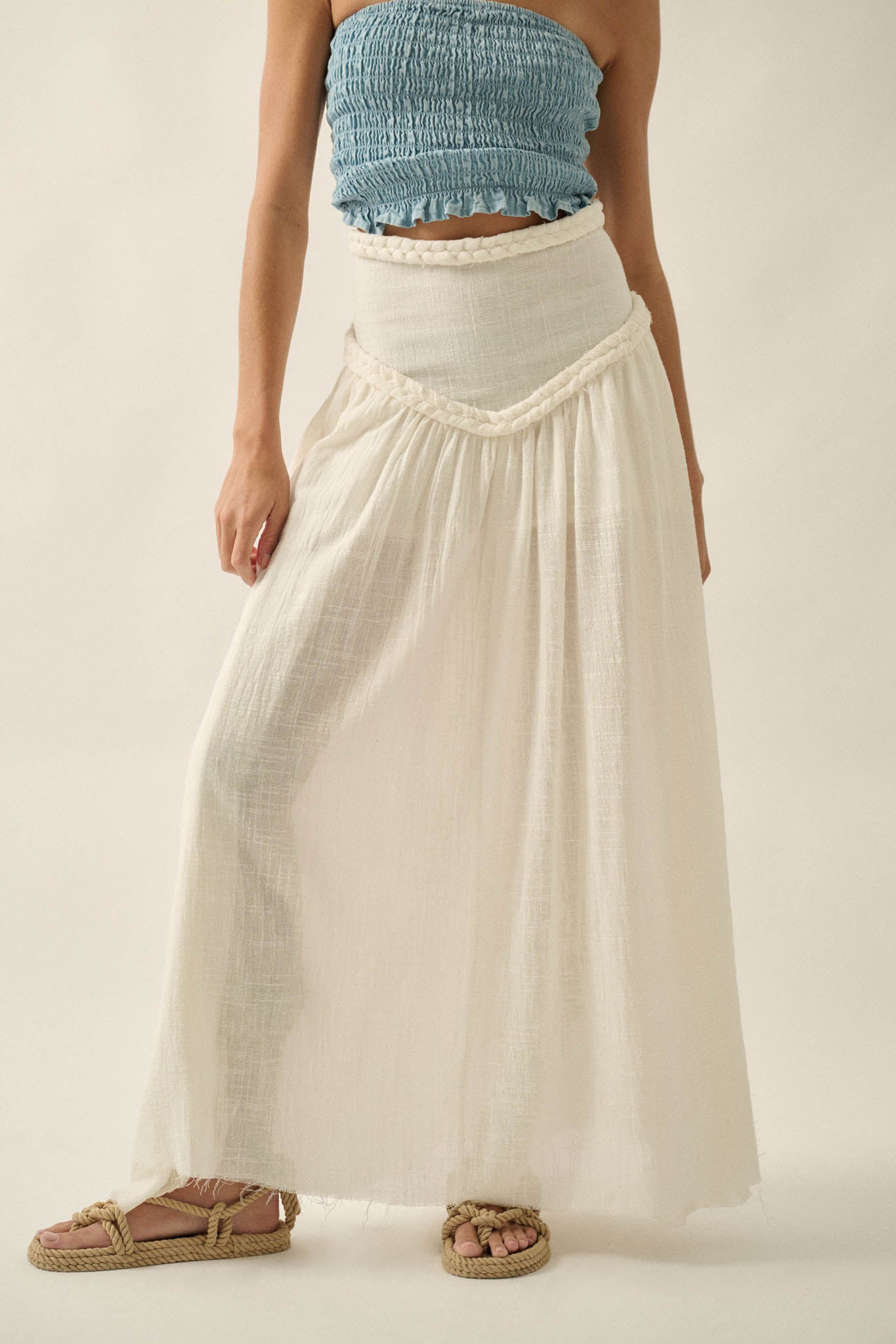 Breath of Air Cotton Gauze Drop-Waist Maxi Skort - ShopPromesa
