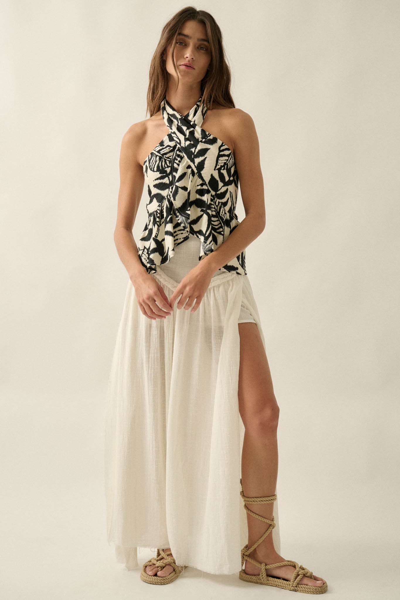Breath of Air Cotton Gauze Drop-Waist Maxi Skort - ShopPromesa