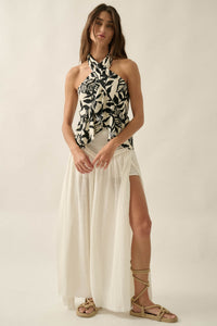 Breath of Air Cotton Gauze Drop-Waist Maxi Skort - ShopPromesa