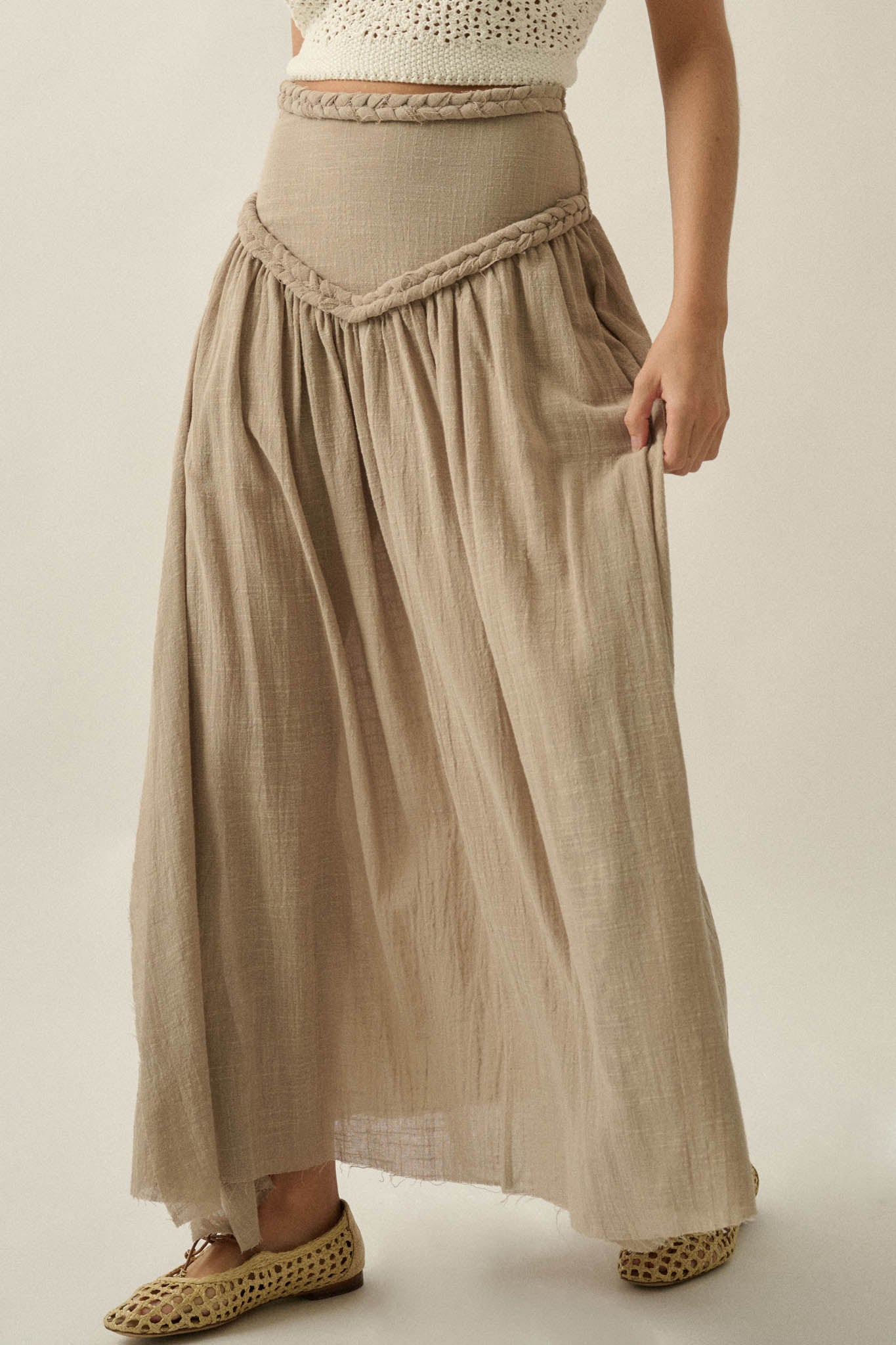 Breath of Air Cotton Gauze Drop-Waist Maxi Skort - ShopPromesa