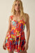 Abstract Stems Floral Tiered Ruffle Sweetheart Romper - ShopPromesa