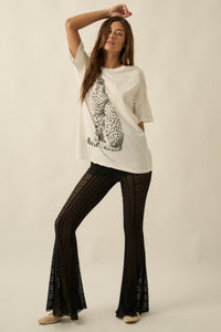 Living Beautifully Floral Lace High-Waist Flare Pants - ShopPromesa