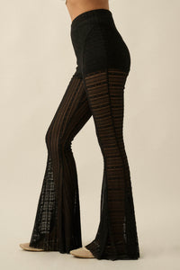 Living Beautifully Floral Lace High-Waist Flare Pants - ShopPromesa
