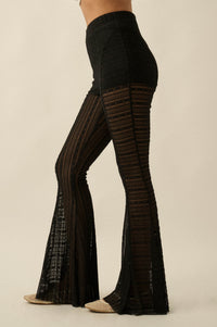 Living Beautifully Floral Lace High-Waist Flare Pants - ShopPromesa