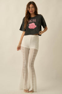 Living Beautifully Floral Lace High-Waist Flare Pants - ShopPromesa