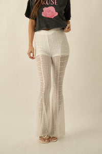 Living Beautifully Floral Lace High-Waist Flare Pants - ShopPromesa