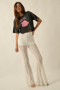 Living Beautifully Floral Lace High-Waist Flare Pants - ShopPromesa