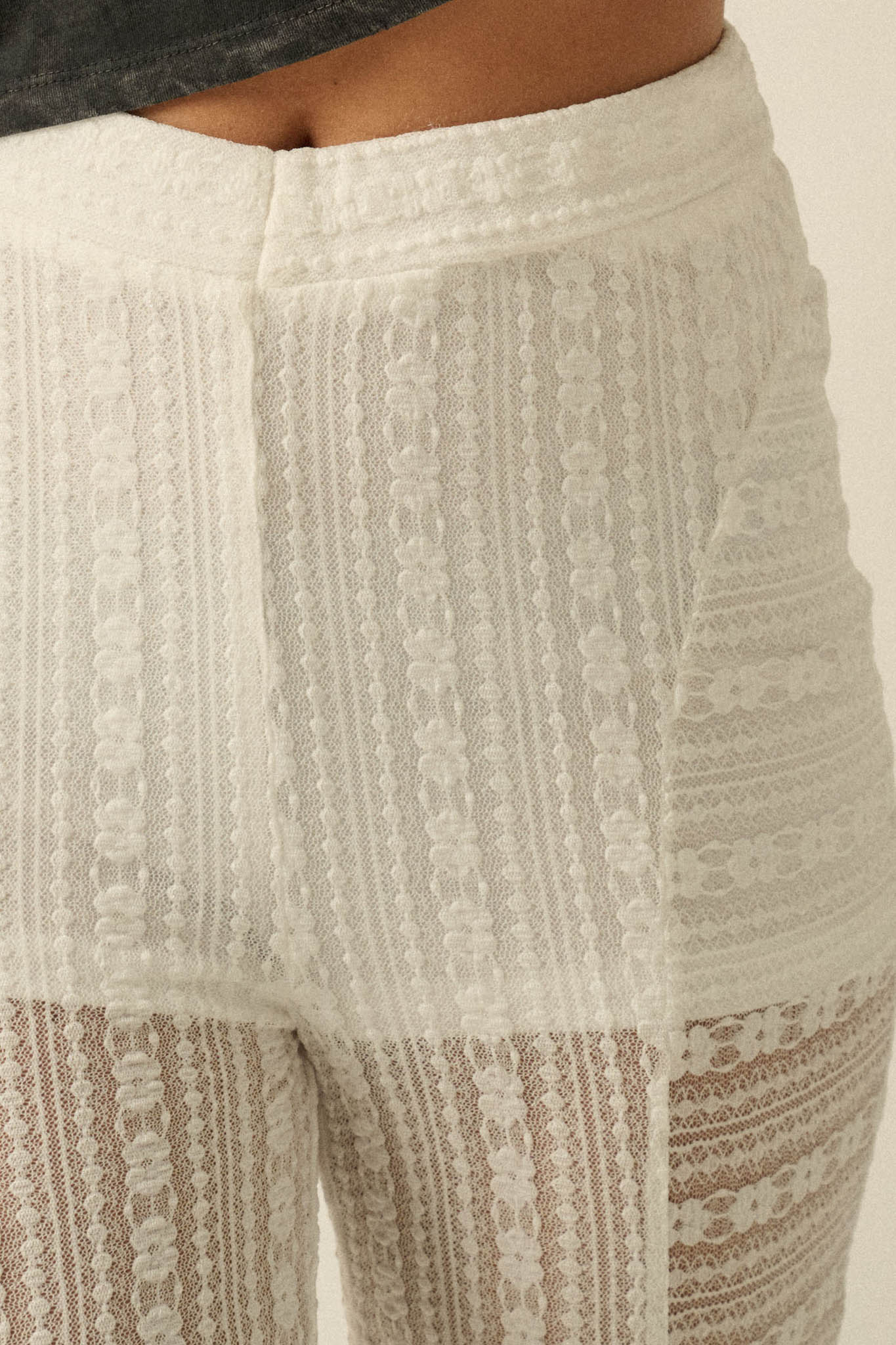 Living Beautifully Floral Lace High-Waist Flare Pants - ShopPromesa