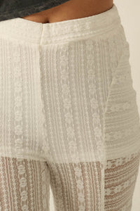 Living Beautifully Floral Lace High-Waist Flare Pants - ShopPromesa