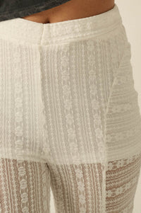 Living Beautifully Floral Lace High-Waist Flare Pants - ShopPromesa